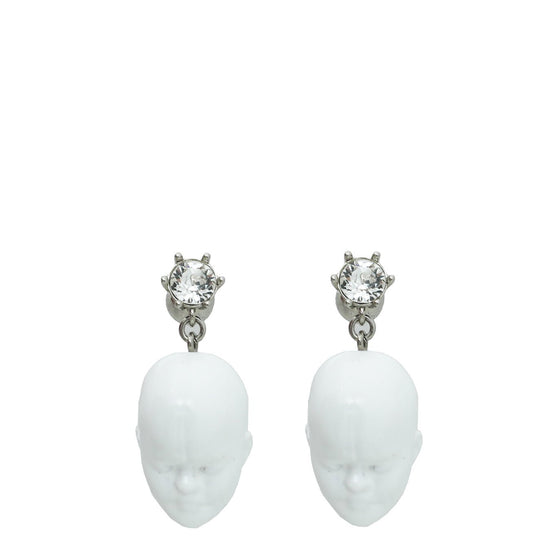 Teardrop Stud Earrings - White Resin Opal - Elliana